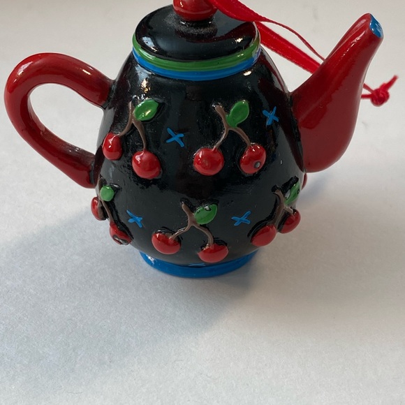 Mary Engelbreit Vintage Cherry Teapot Ornament - Picture 6 of 7